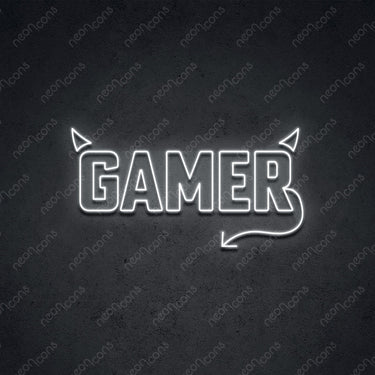 'Mischievous Gamer' Neon Sign 45cm (1.5ft) / White / LED by Neon Icons